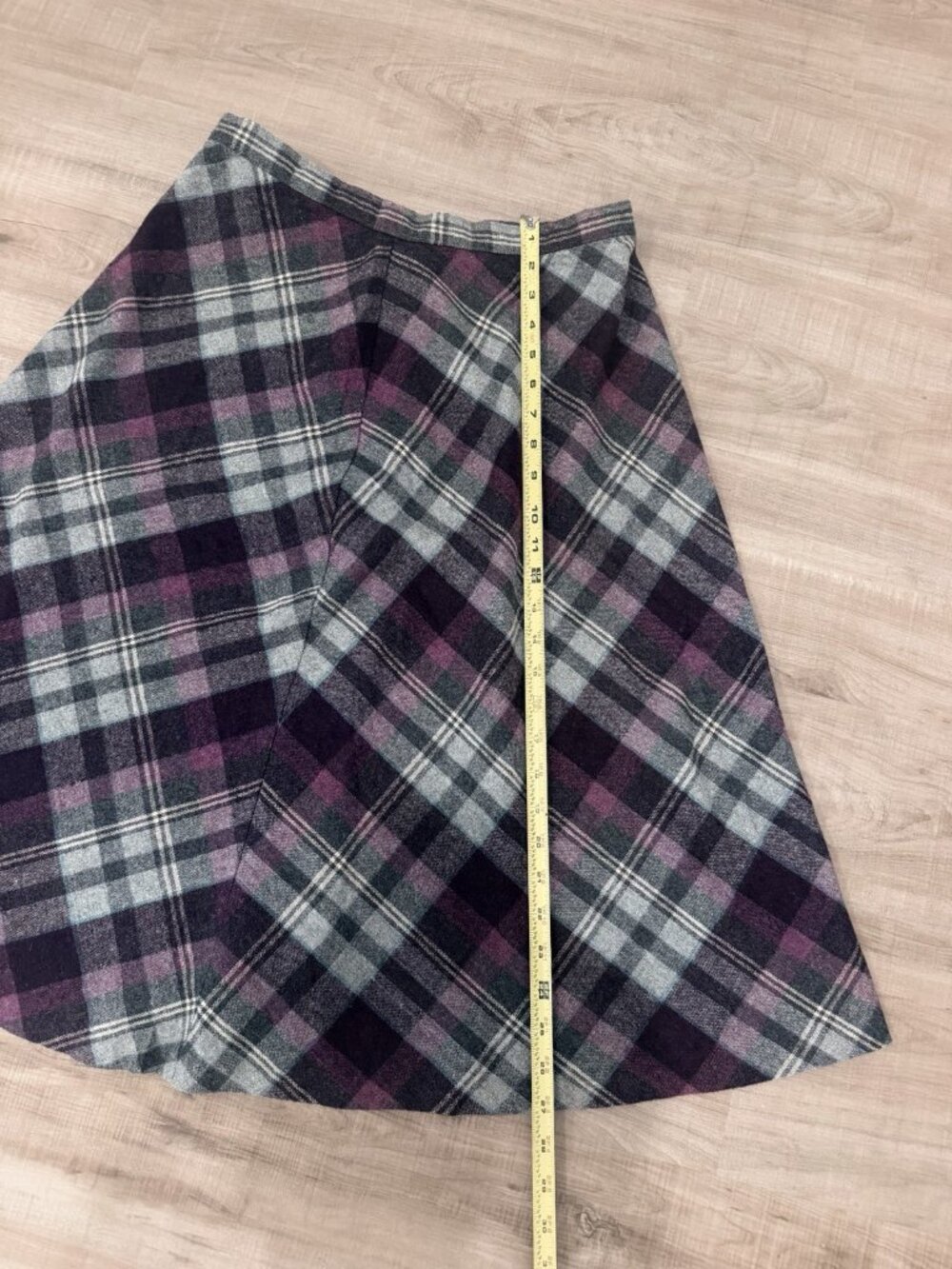 Women’s Vintage Tan Jay Skirt Wool Blend Midi Academia Purple Side Zip Med - Picture 4 of 10